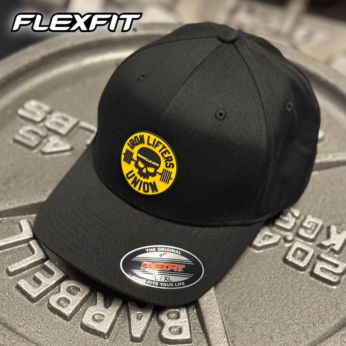 Ironville IRON LIFTERS UNION FLEXFIT Curved Bill Fitted Cap