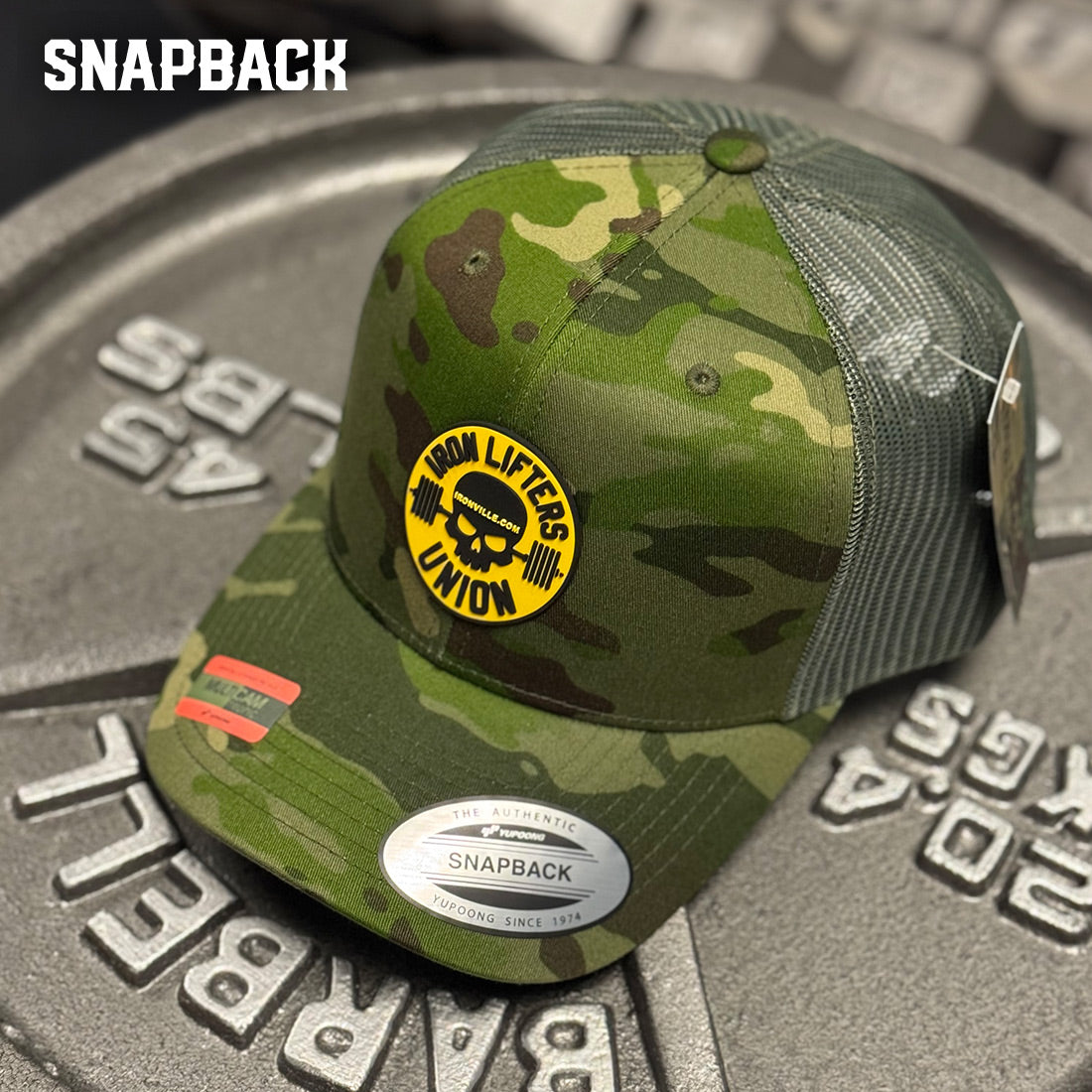 Ironville IRON LIFTERS UNION Trucker Cap -CAMO/GREEN