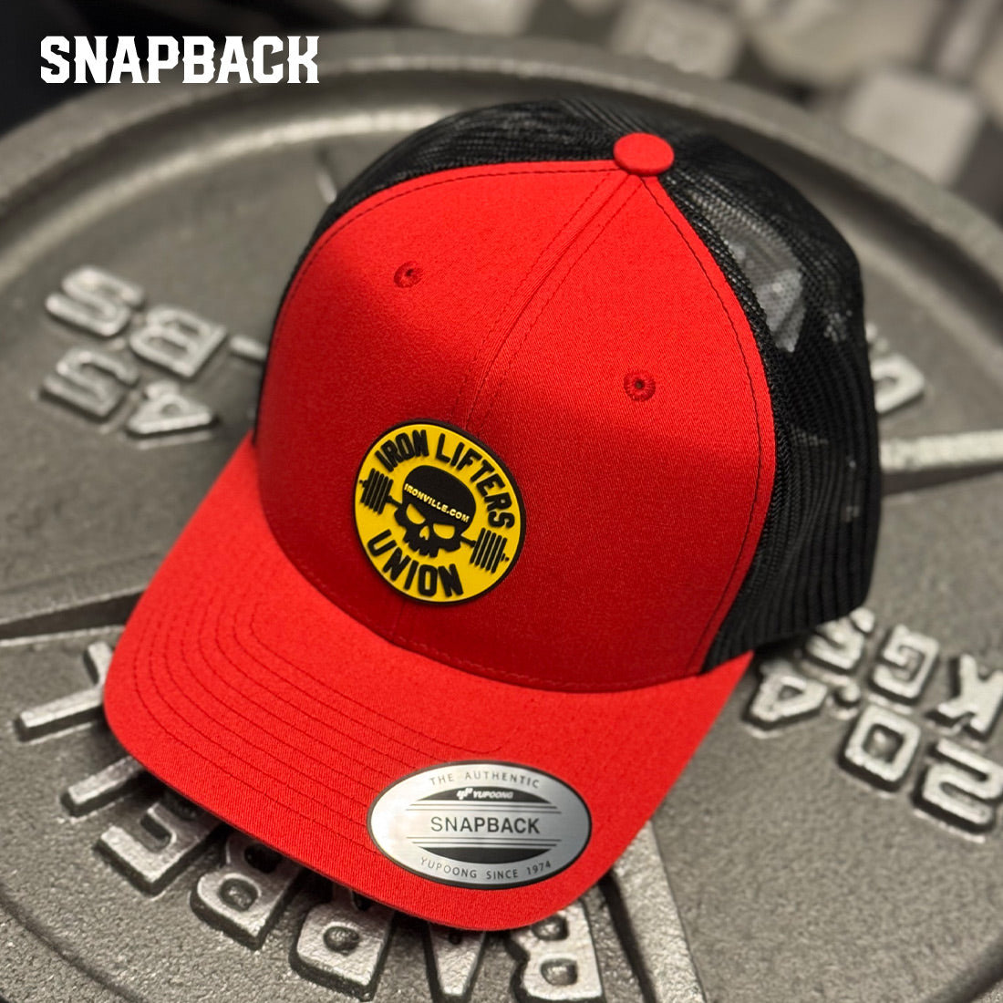 Ironville IRON LIFTERS UNION Trucker Cap (Red/Black)