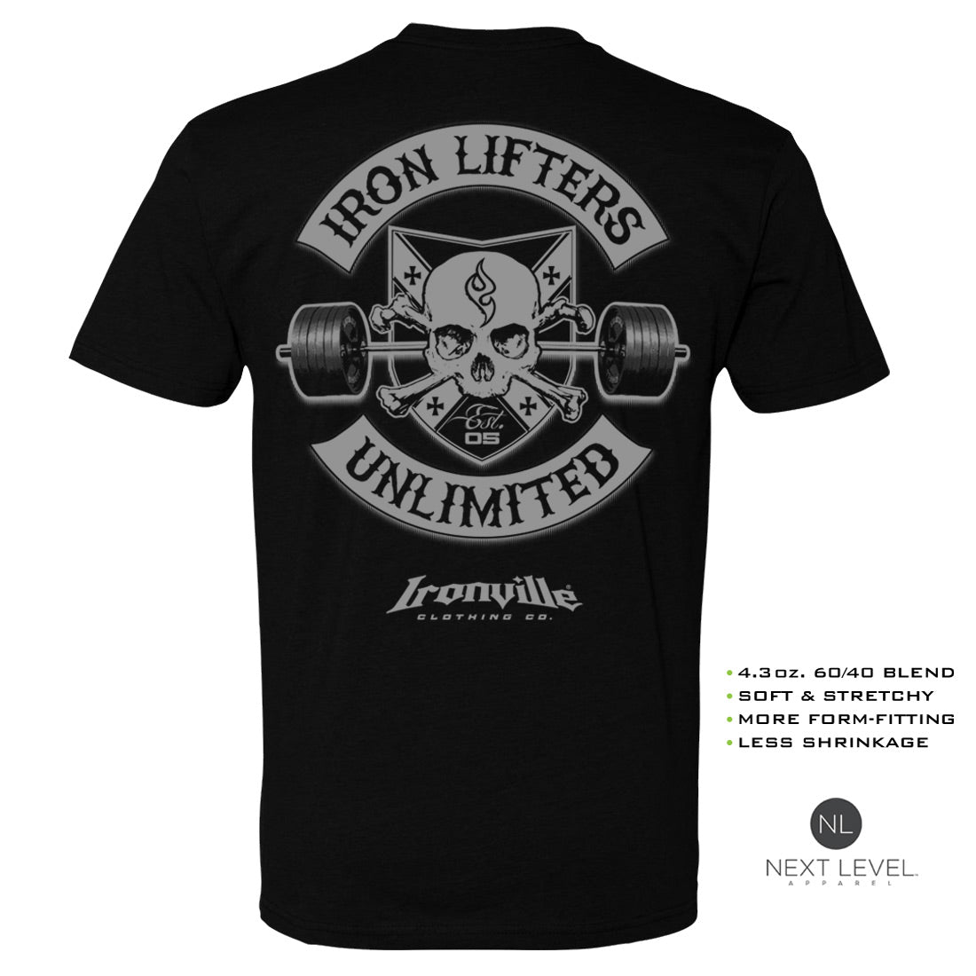Ironville IRON LIFTERS UNLIMITED Soft-Blend Fitted Gym Tee