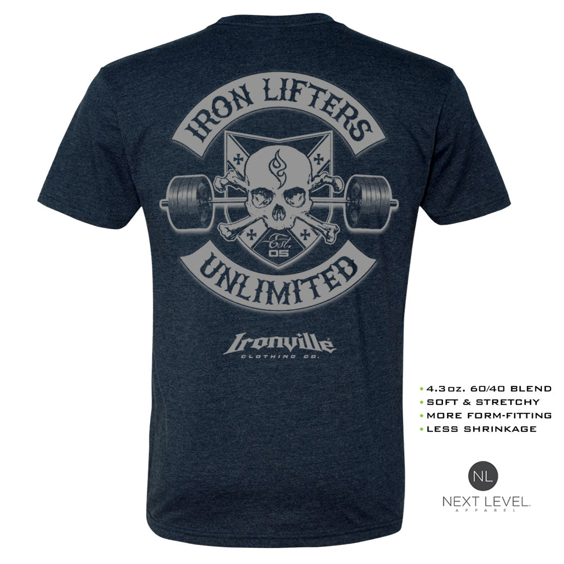 Ironville IRON LIFTERS UNLIMITED Soft-Blend Fitted Gym Tee