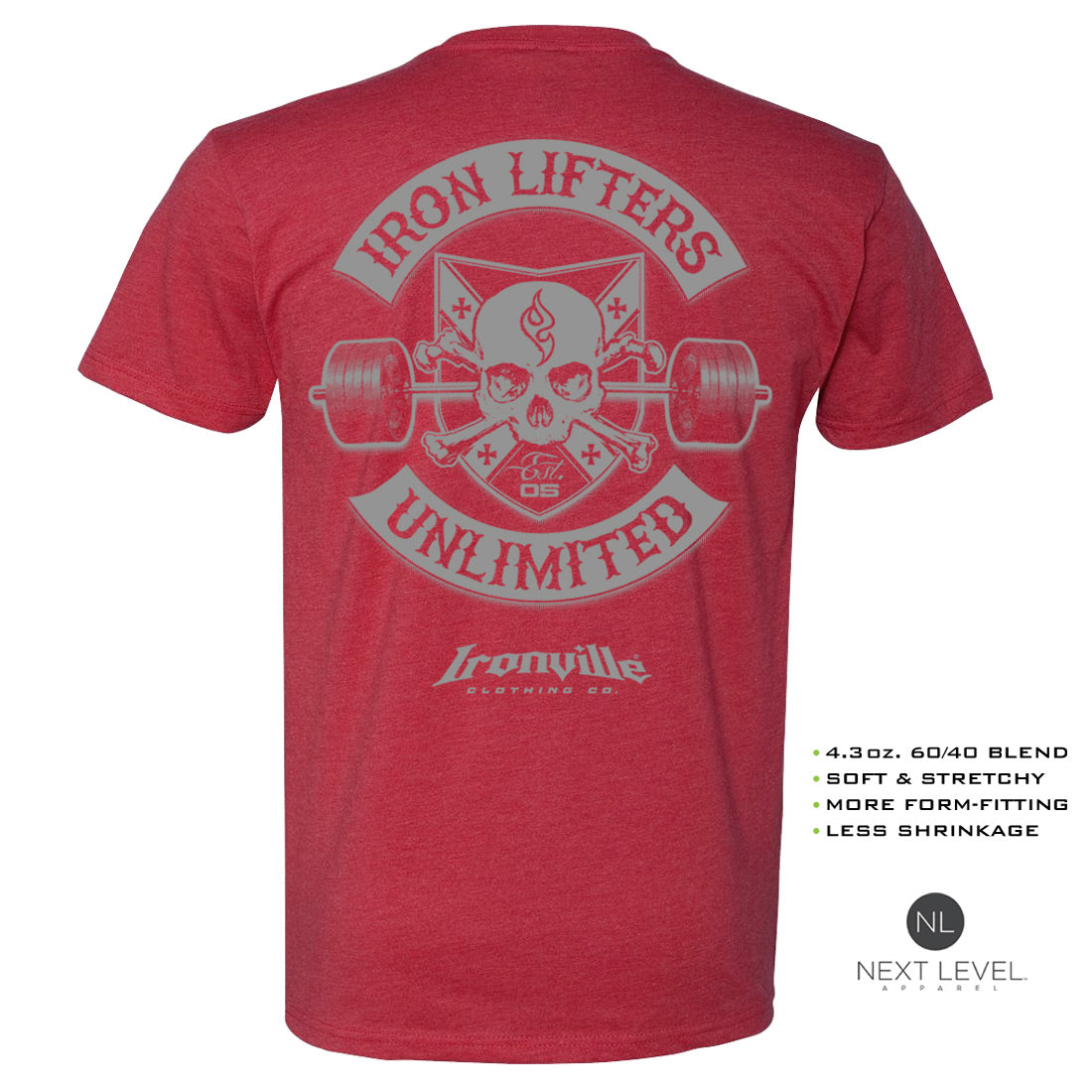 Ironville IRON LIFTERS UNLIMITED Soft-Blend Fitted Gym Tee
