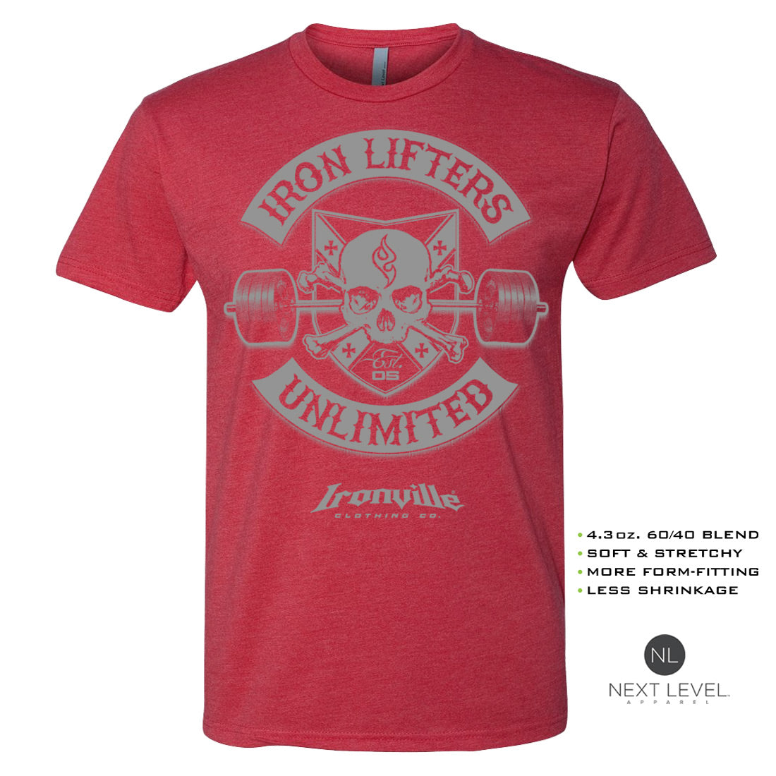 Ironville IRON LIFTERS UNLIMITED Soft-Blend Fitted Gym Tee