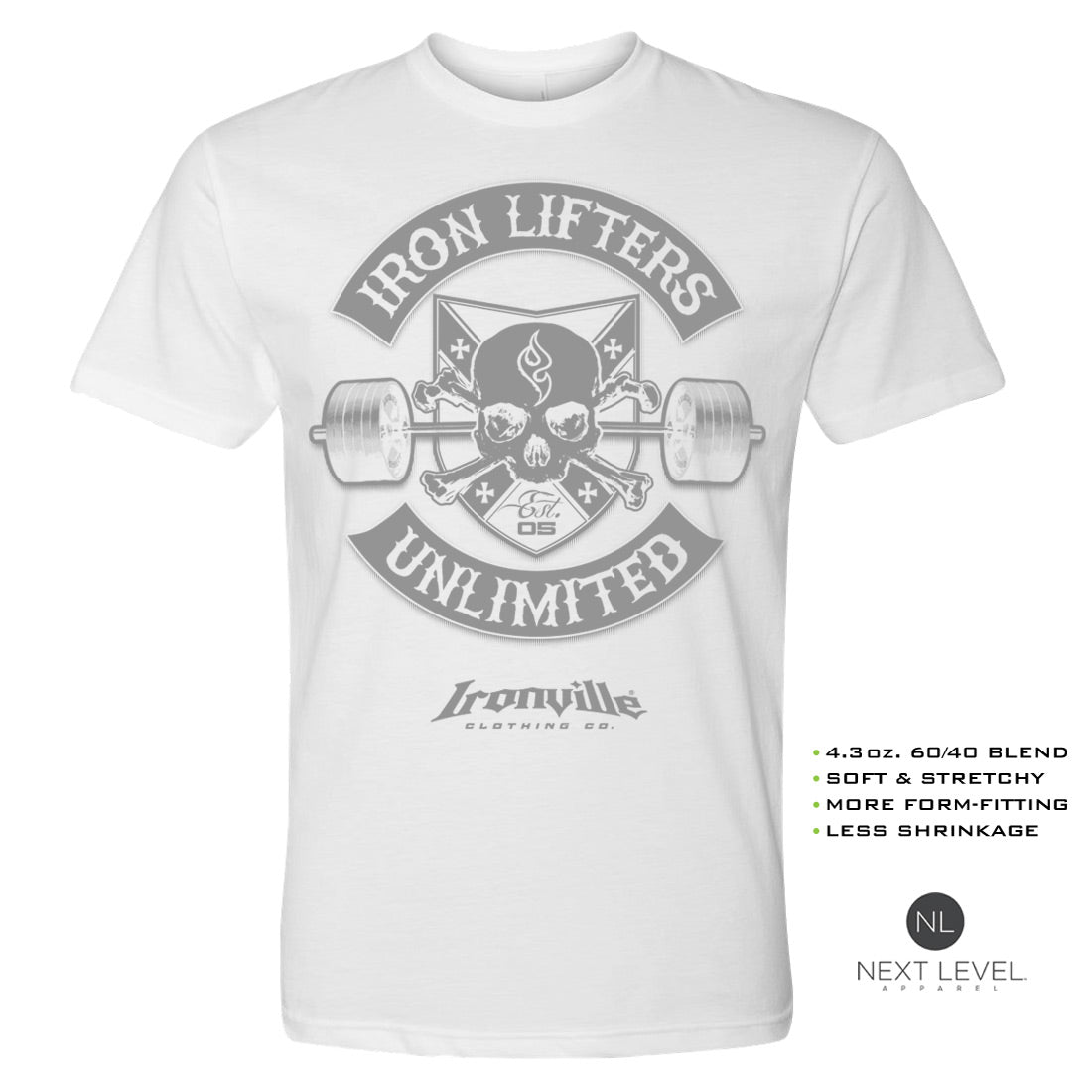Ironville IRON LIFTERS UNLIMITED Soft-Blend Fitted Gym Tee
