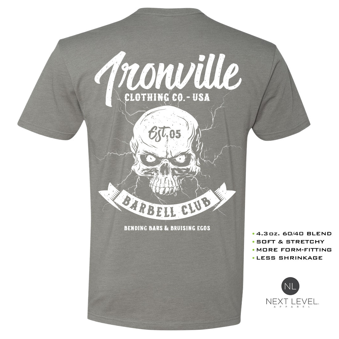 Ironville LIGHTNING BARBELL Soft-Blend Fitted Gym T-shirt