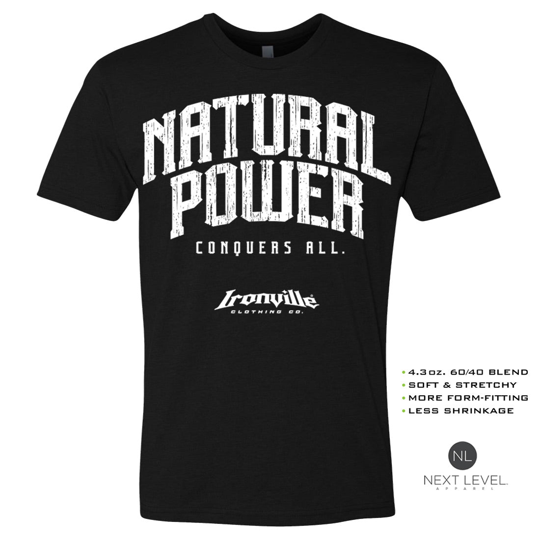 Ironville NATURAL POWER Soft-Blend Fitted Gym T-Shirt