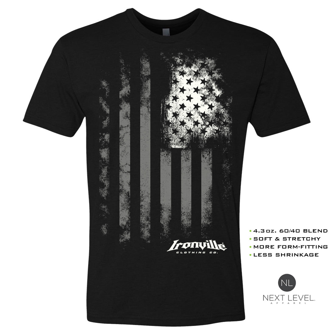 Ironville OLD GLORY Soft-Blend Fitted Gym T-shirt