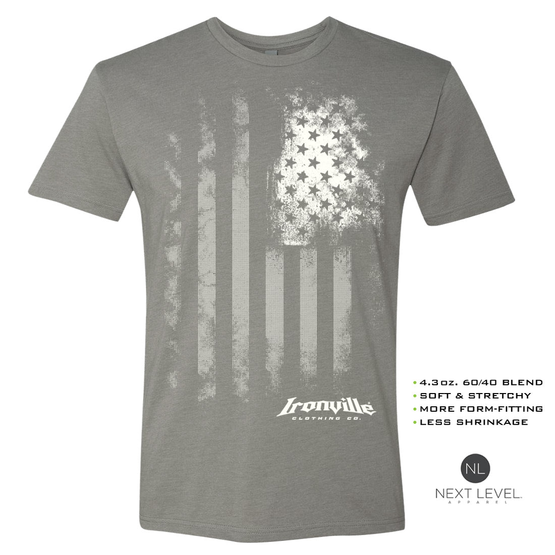 Ironville OLD GLORY Soft-Blend Fitted Gym T-shirt