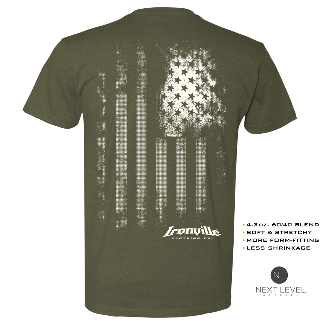 Ironville OLD GLORY Soft-Blend Fitted Gym T-shirt