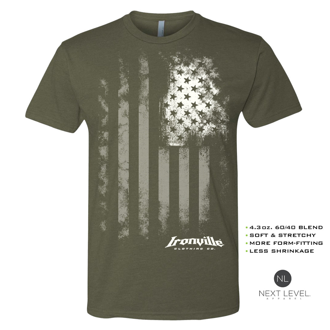 Ironville OLD GLORY Soft-Blend Fitted Gym T-shirt