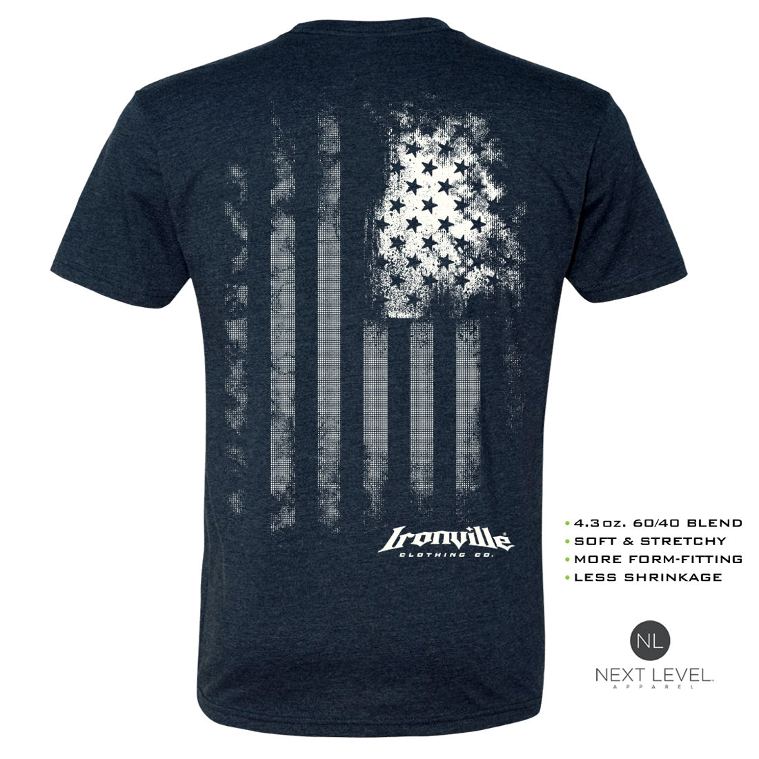 Ironville OLD GLORY Soft-Blend Fitted Gym T-shirt