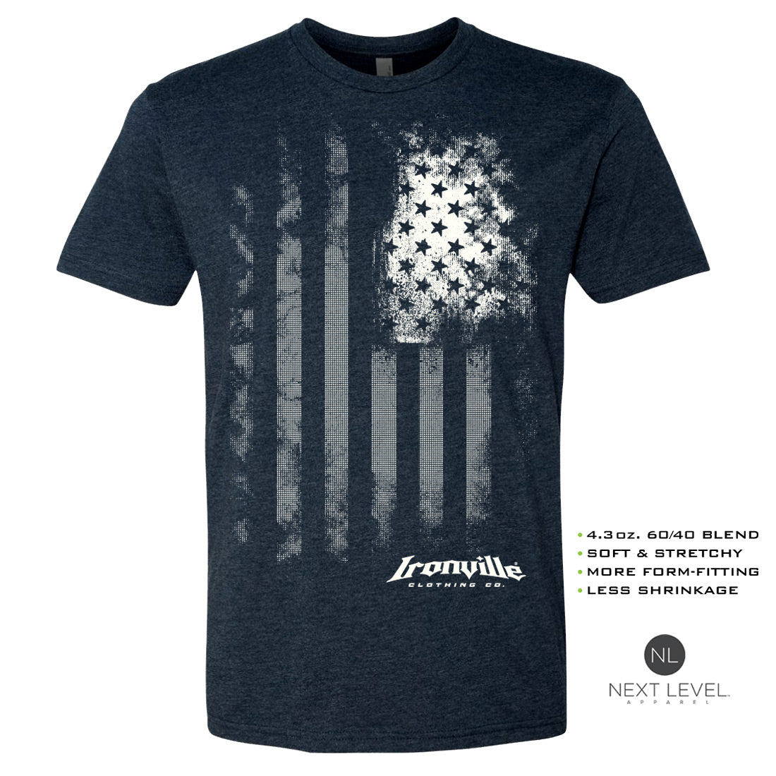 Ironville OLD GLORY Soft-Blend Fitted Gym T-shirt