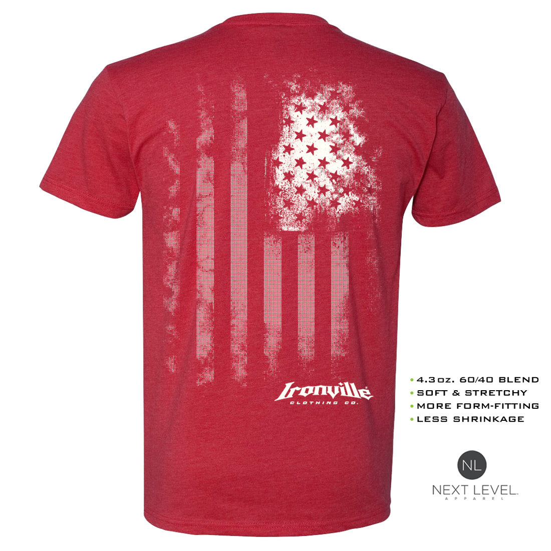 Ironville OLD GLORY Soft-Blend Fitted Gym T-shirt