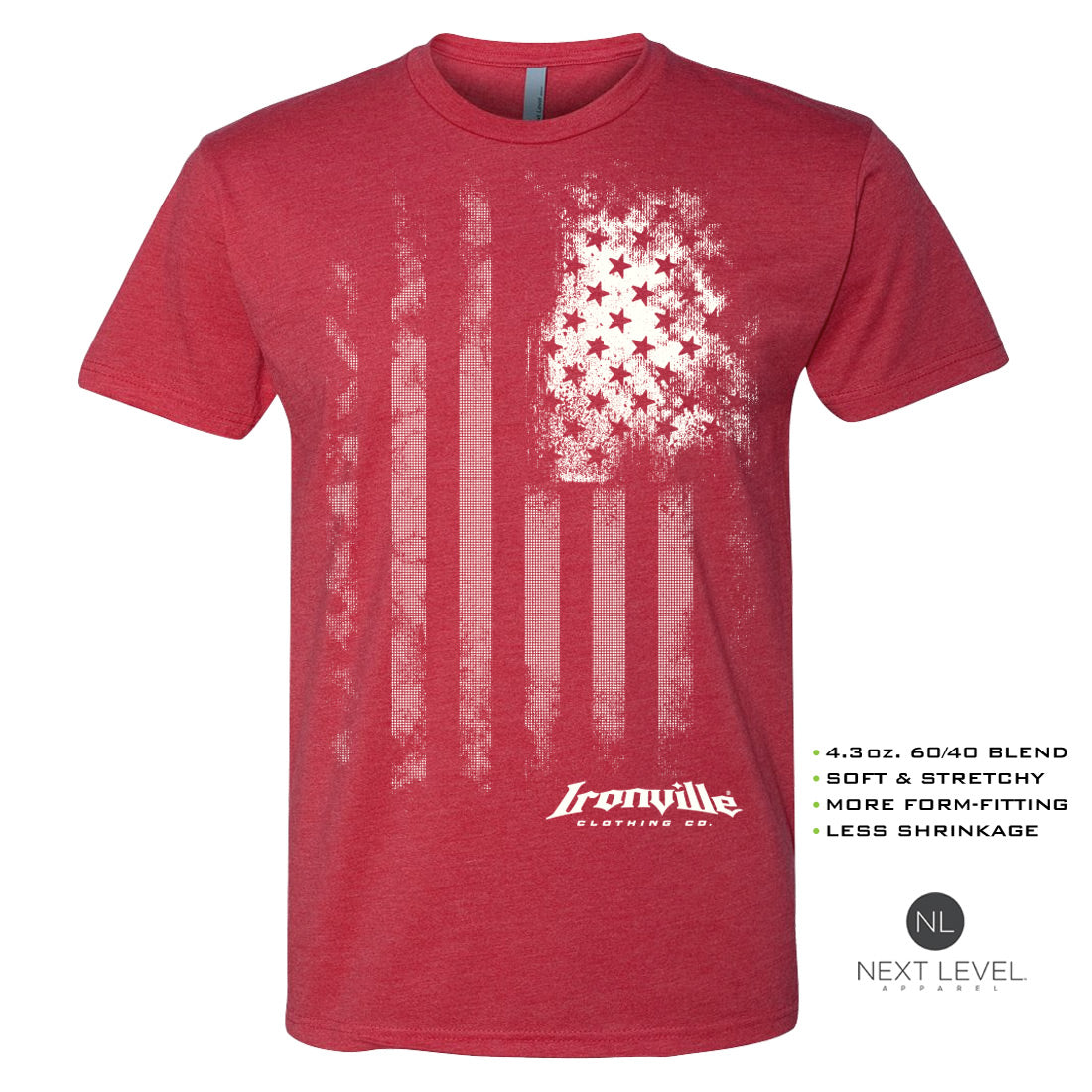 Ironville OLD GLORY Soft-Blend Fitted Gym T-shirt