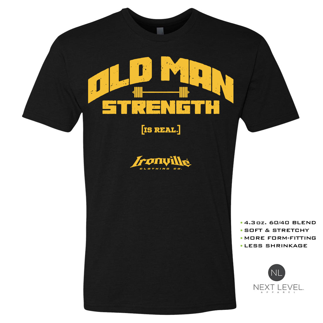 Ironville OLD MAN STRENGTH Soft-Blend Fitted Gym T-shirt