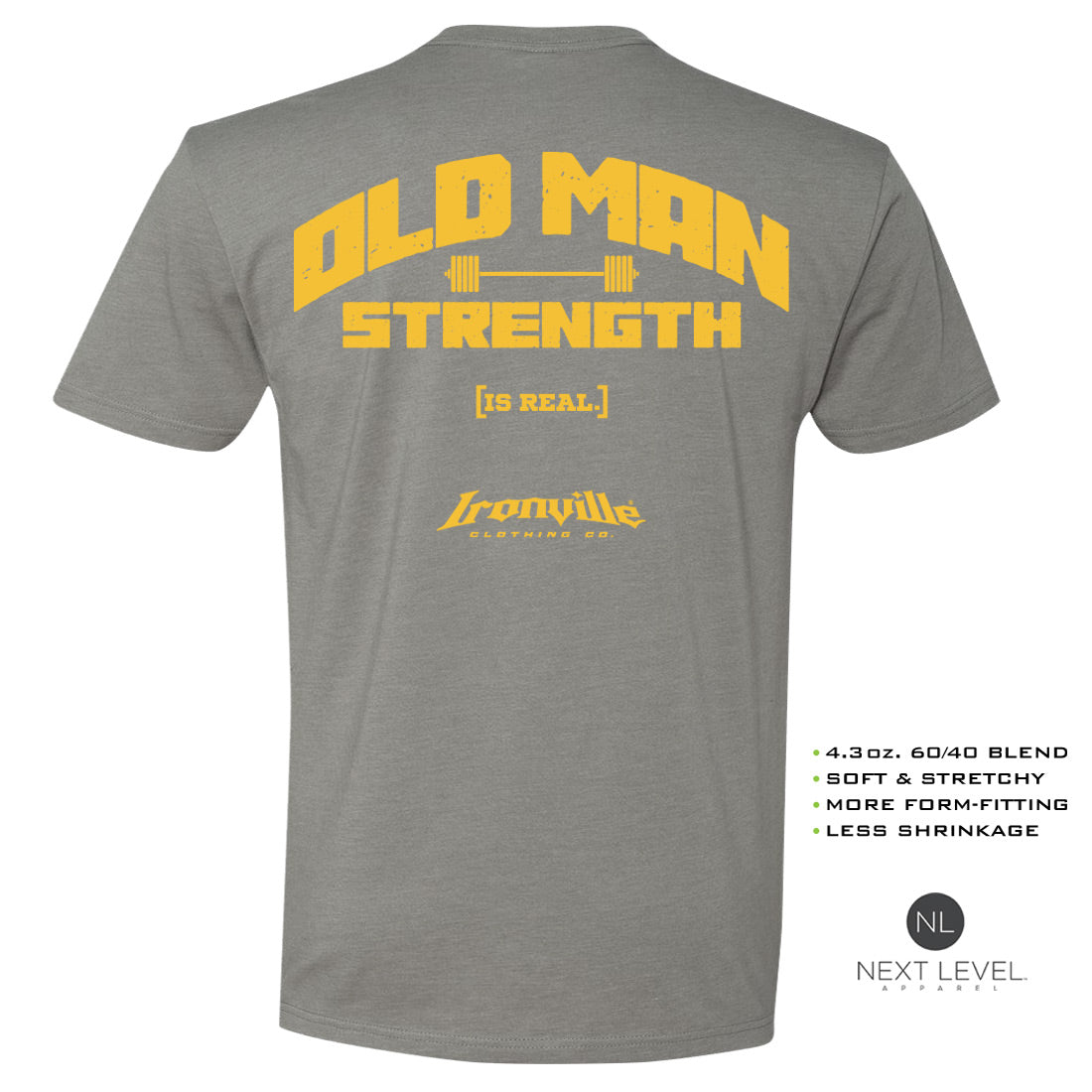 Ironville OLD MAN STRENGTH Soft-Blend Fitted Gym T-shirt