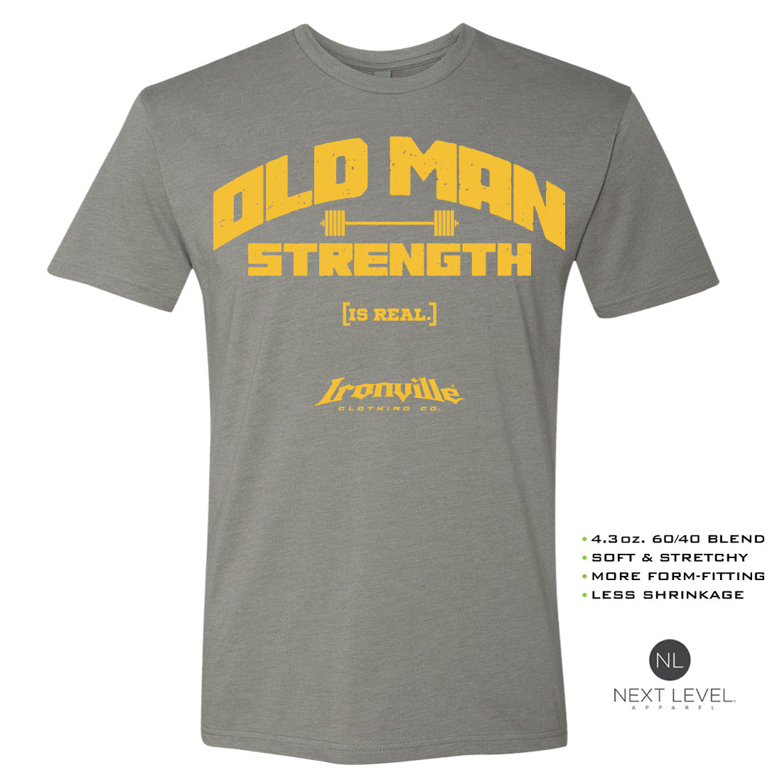 Ironville OLD MAN STRENGTH Soft-Blend Fitted Gym T-shirt