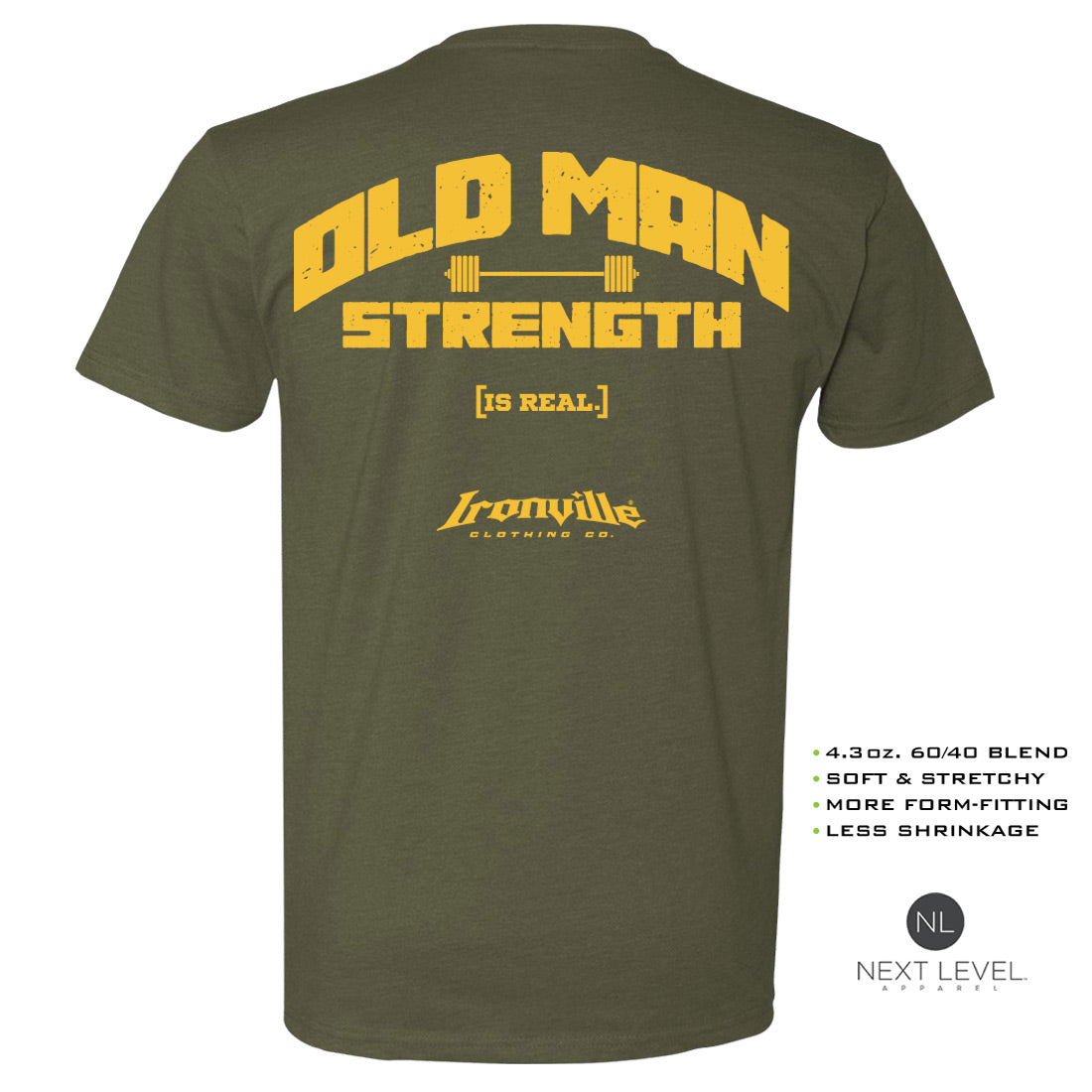 Ironville OLD MAN STRENGTH Soft-Blend Fitted Gym T-shirt