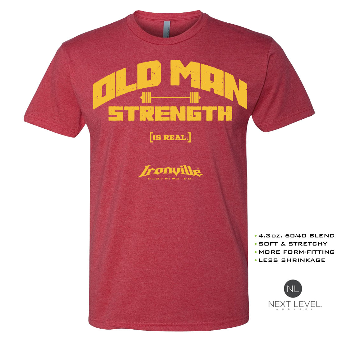 Ironville OLD MAN STRENGTH Soft-Blend Fitted Gym T-shirt