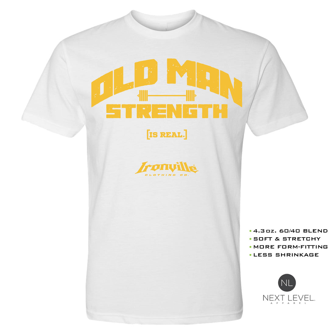 Ironville OLD MAN STRENGTH Soft-Blend Fitted Gym T-shirt