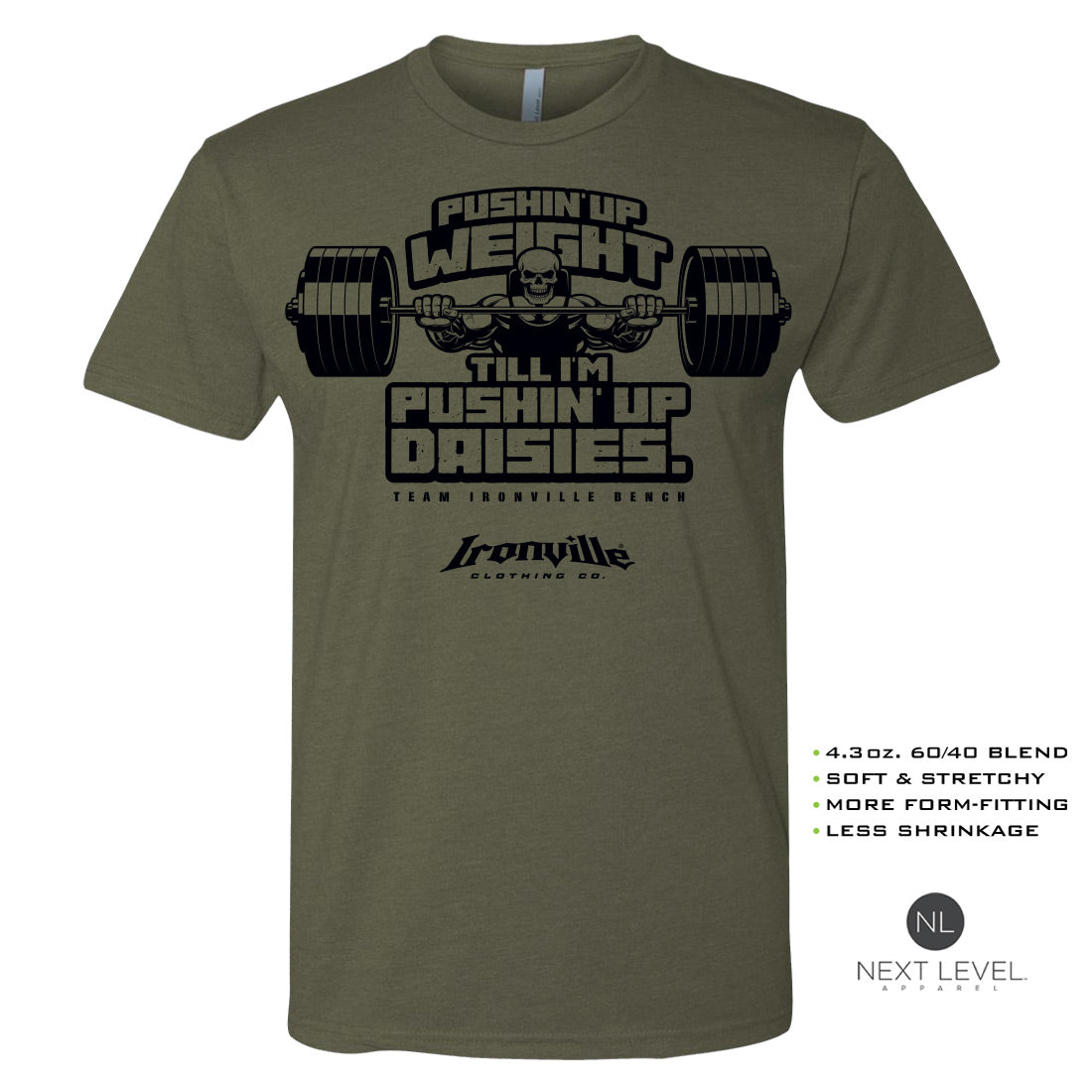 Ironville PUSHIN UP WEIGHT Soft-Blend Gym T-shirt