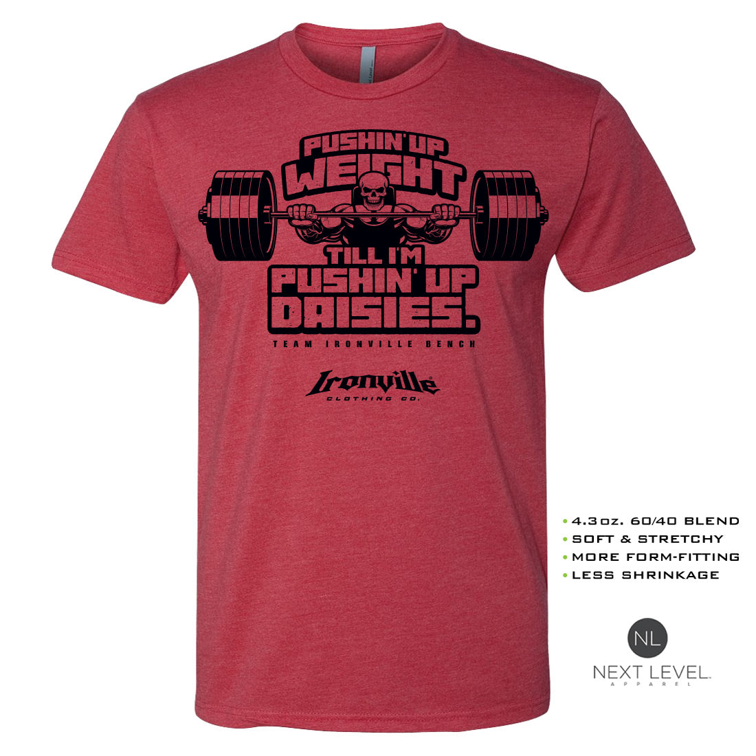 Ironville PUSHIN UP WEIGHT Soft-Blend Gym T-shirt