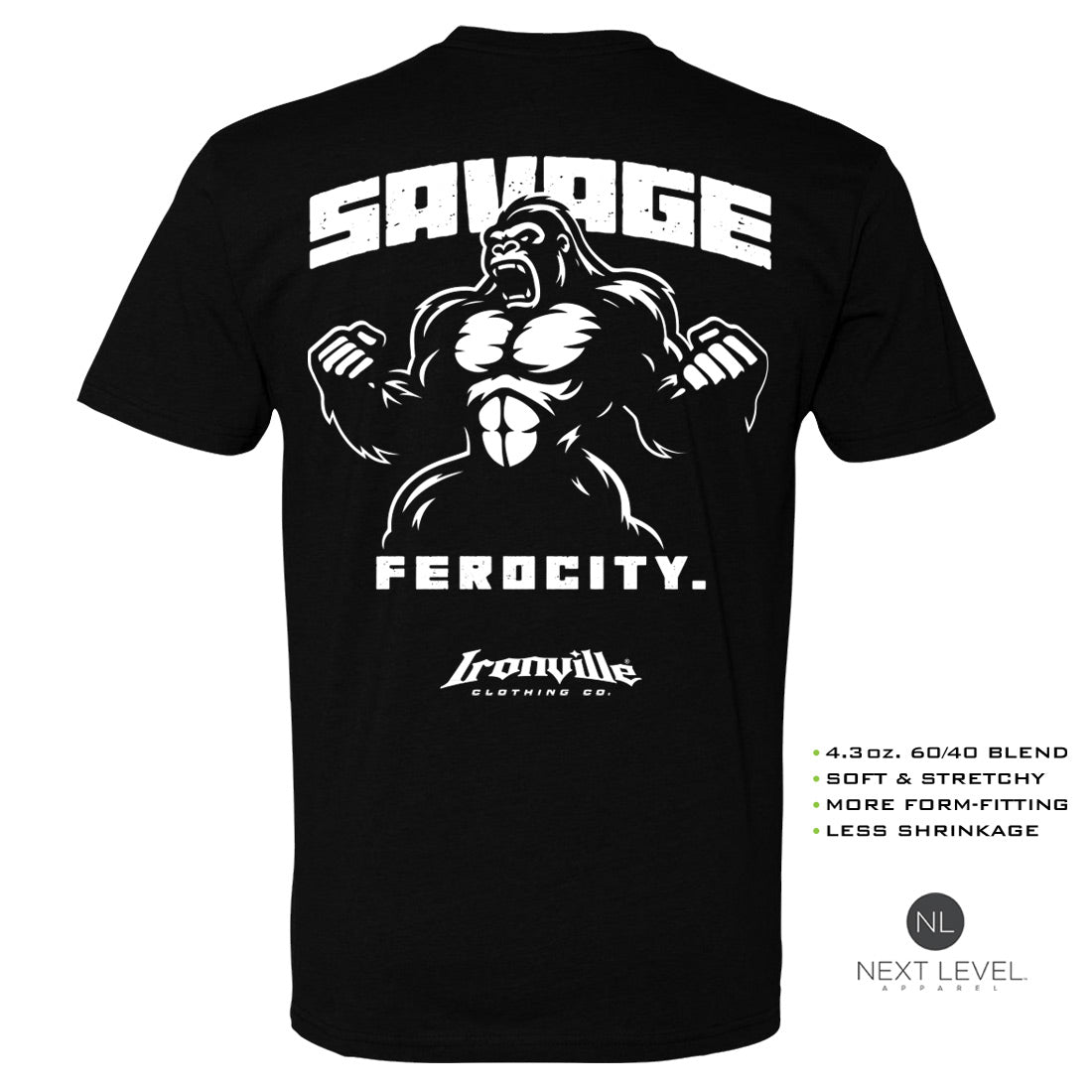 Ironville SAVAGE FEROCITY Soft-Blend Fitted Gym T-shirt