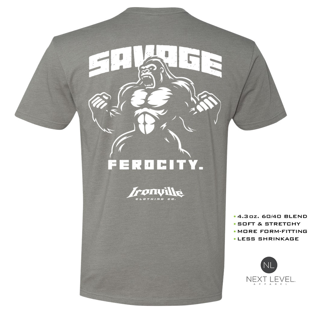 Ironville SAVAGE FEROCITY Soft-Blend Fitted Gym T-shirt