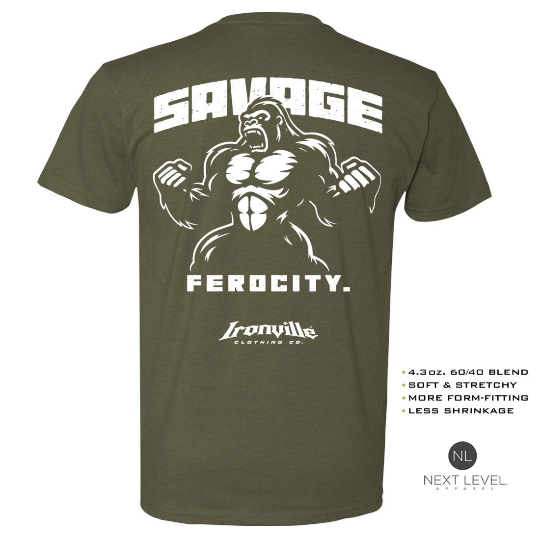 Ironville SAVAGE FEROCITY Soft-Blend Fitted Gym T-shirt