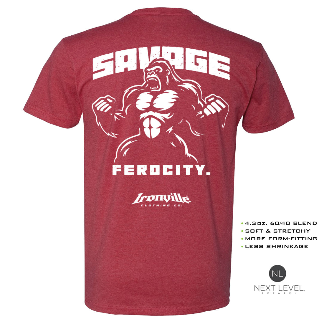 Ironville SAVAGE FEROCITY Soft-Blend Fitted Gym T-shirt