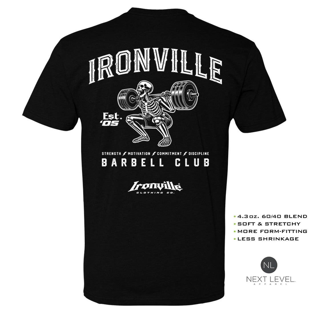 Ironville SKELETON SQUAT Soft-Blend Gym Tshirt