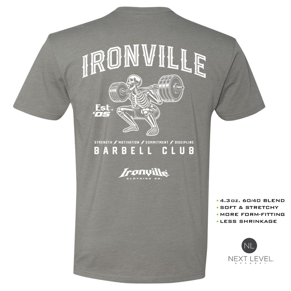 Ironville SKELETON SQUAT Soft-Blend Gym Tshirt