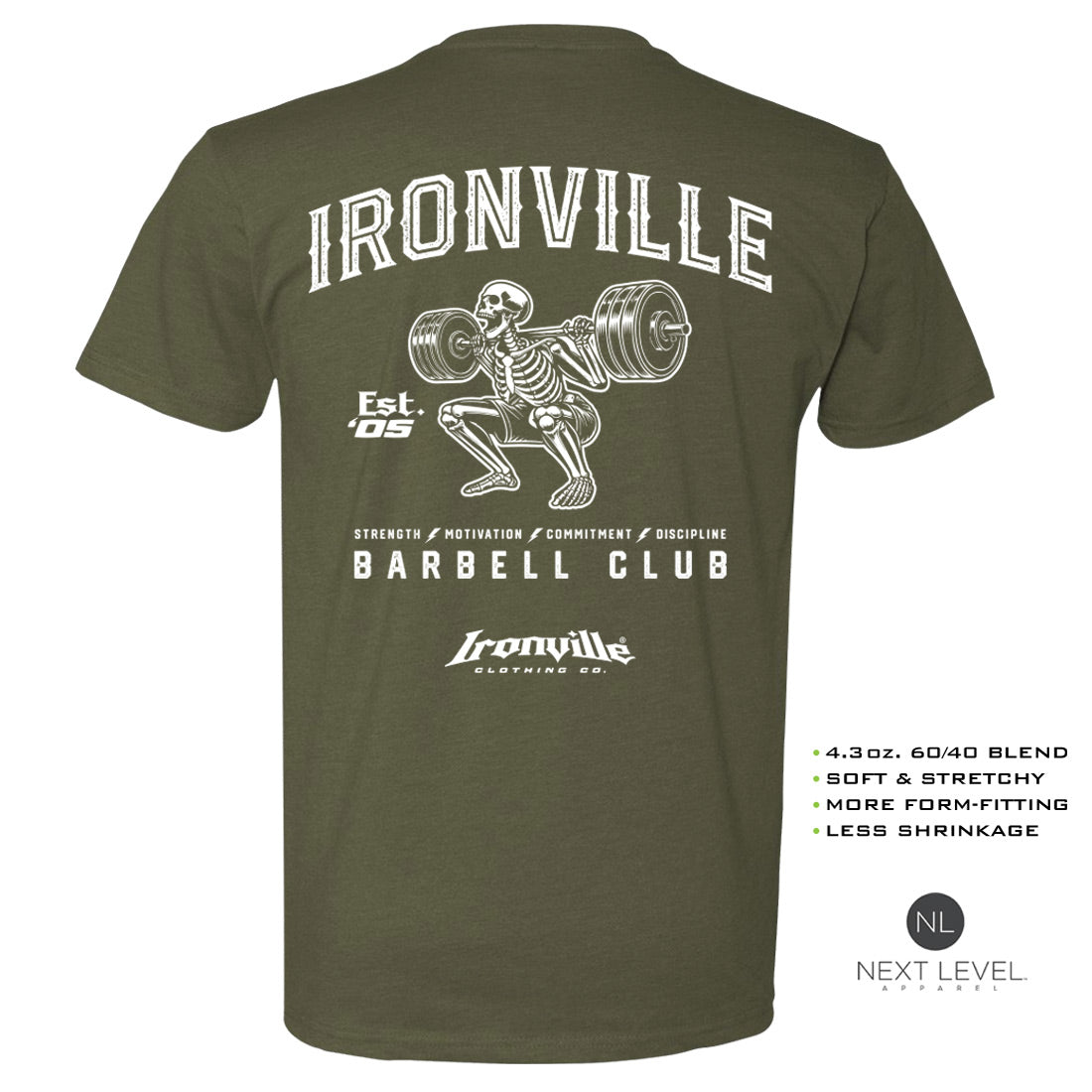 Ironville SKELETON SQUAT Soft-Blend Gym Tshirt