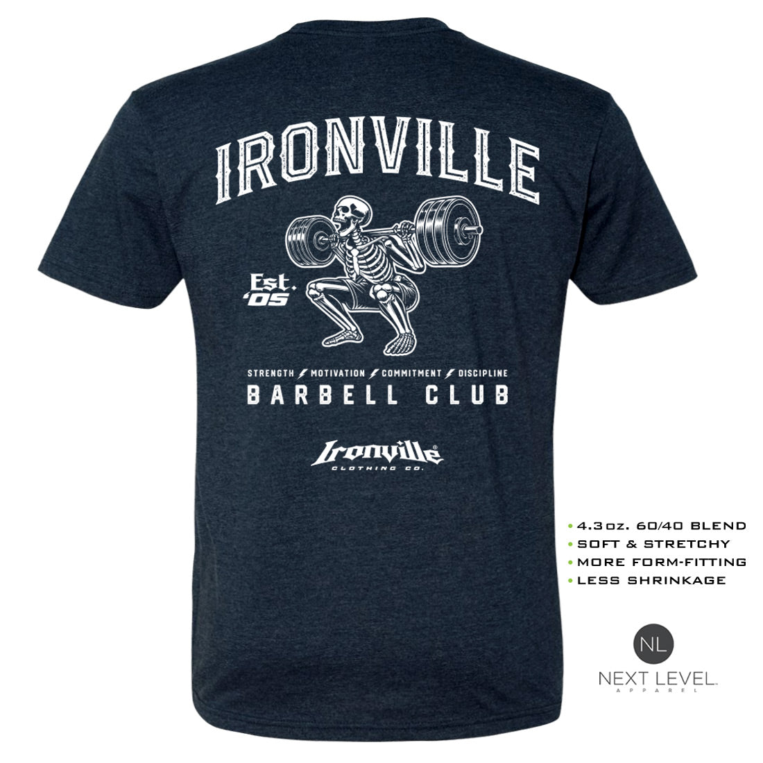 Ironville SKELETON SQUAT Soft-Blend Gym Tshirt