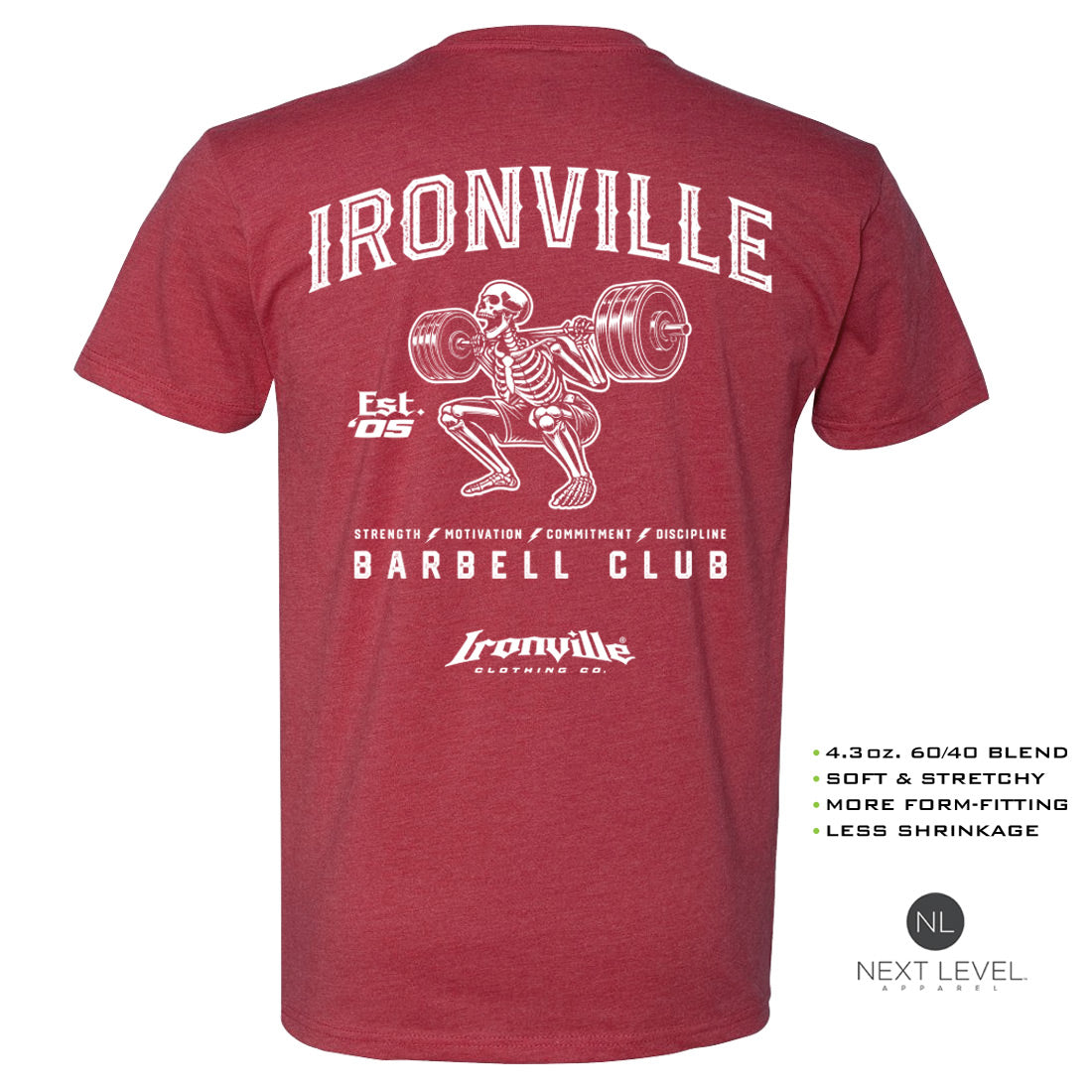 Ironville SKELETON SQUAT Soft-Blend Gym Tshirt