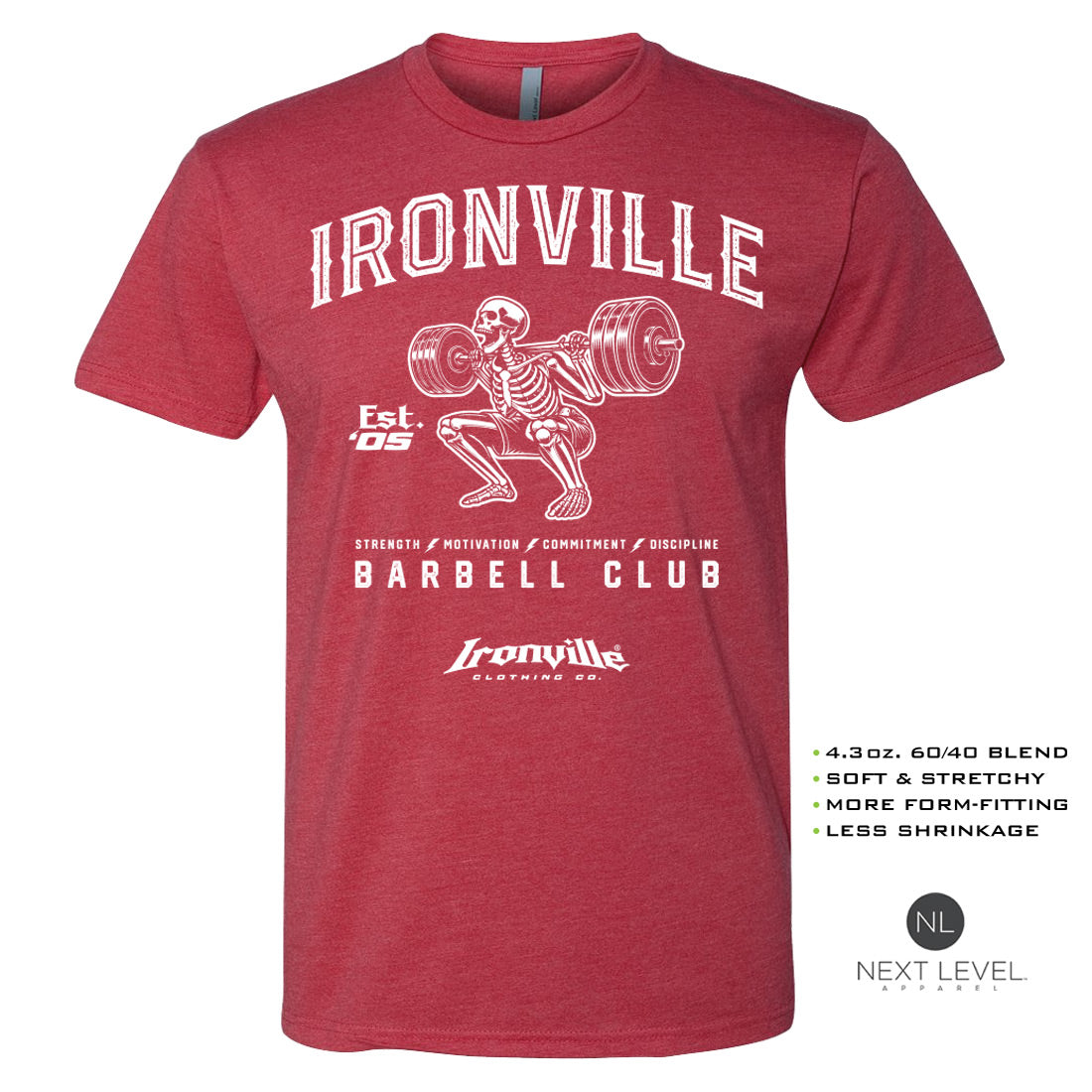 Ironville SKELETON SQUAT Soft-Blend Gym Tshirt