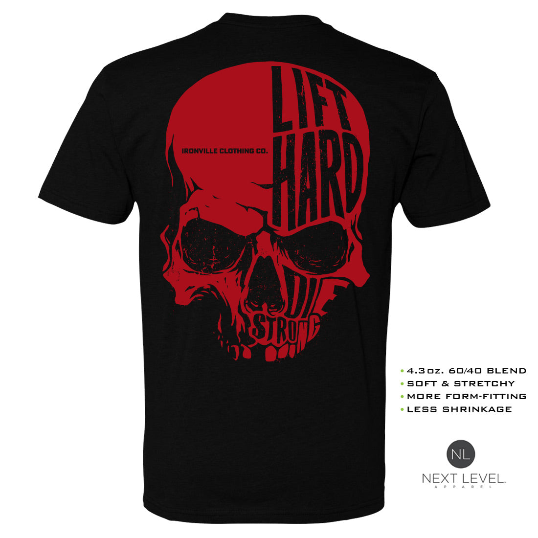 Ironville SKULL HARD Soft-Blend Fitted Gym T-shirt