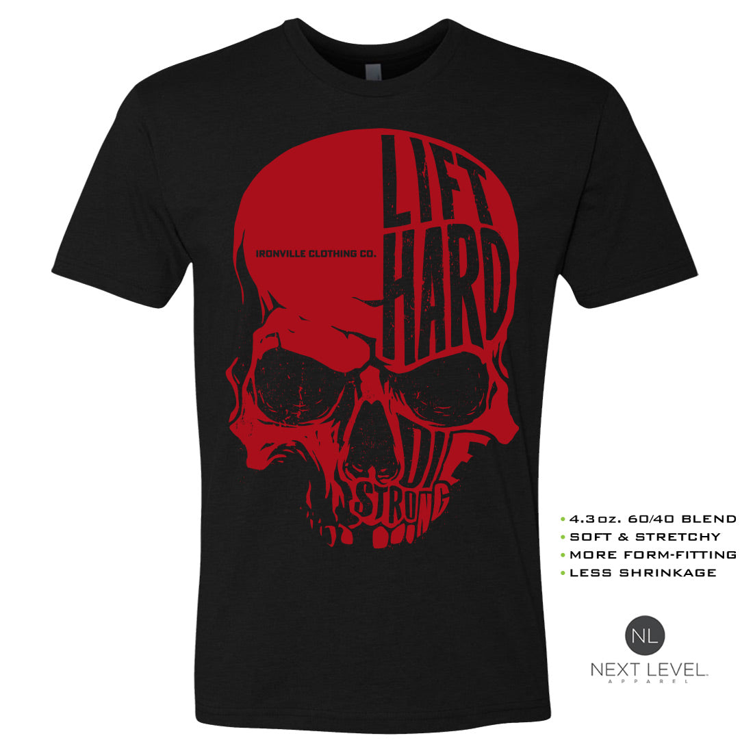 Ironville SKULL HARD Soft-Blend Fitted Gym T-shirt