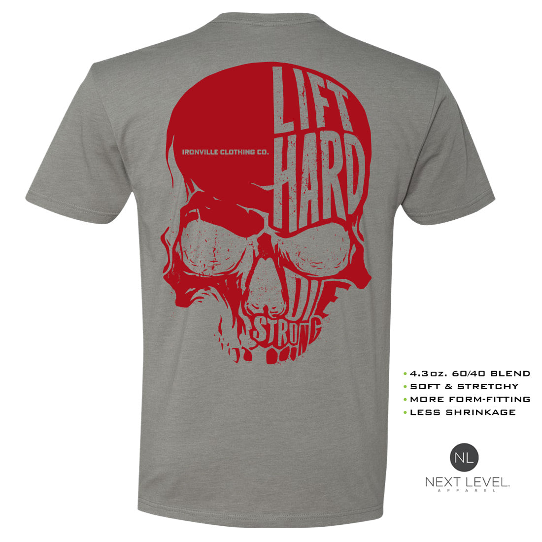 Ironville SKULL HARD Soft-Blend Fitted Gym T-shirt