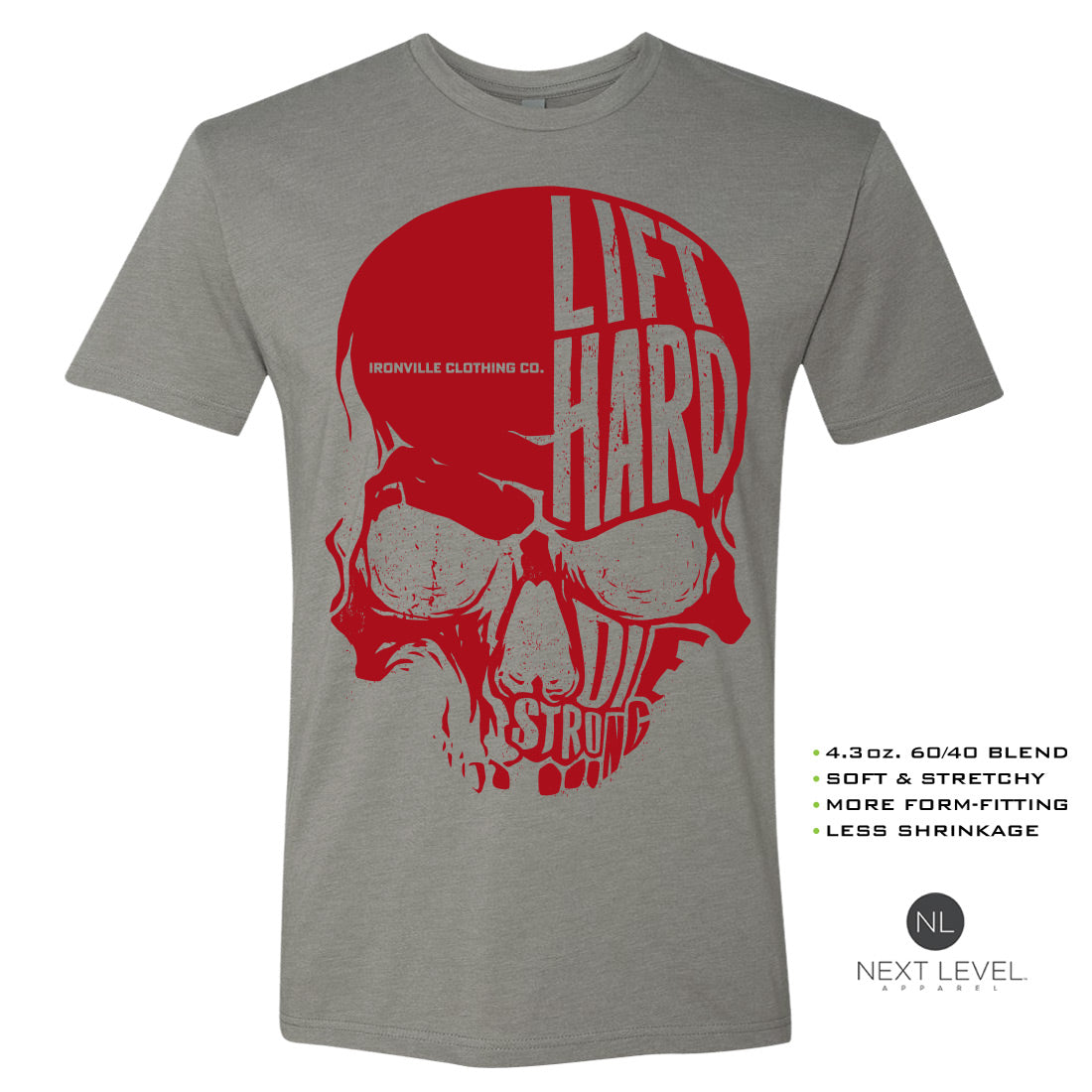 Ironville SKULL HARD Soft-Blend Fitted Gym T-shirt