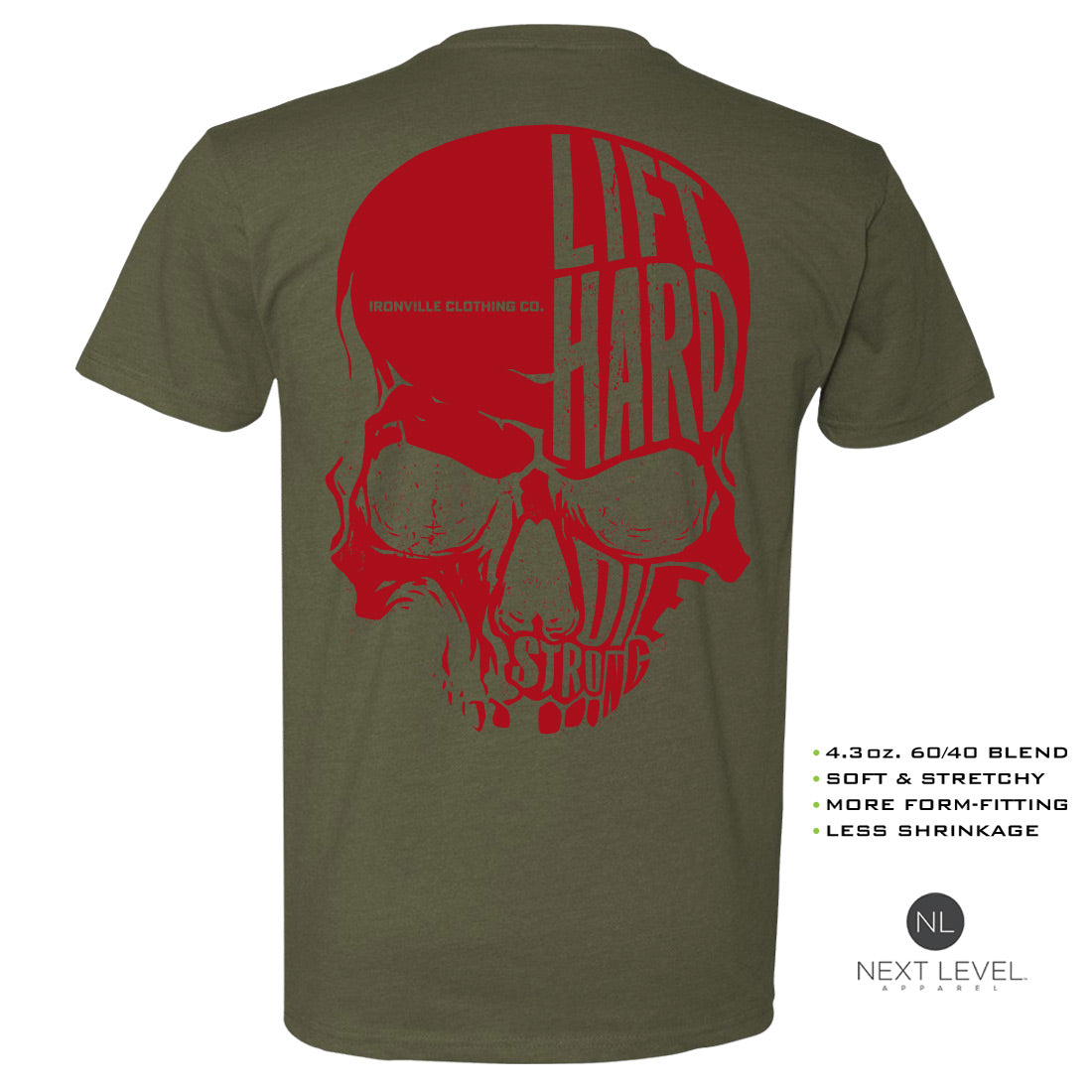 Ironville SKULL HARD Soft-Blend Fitted Gym T-shirt