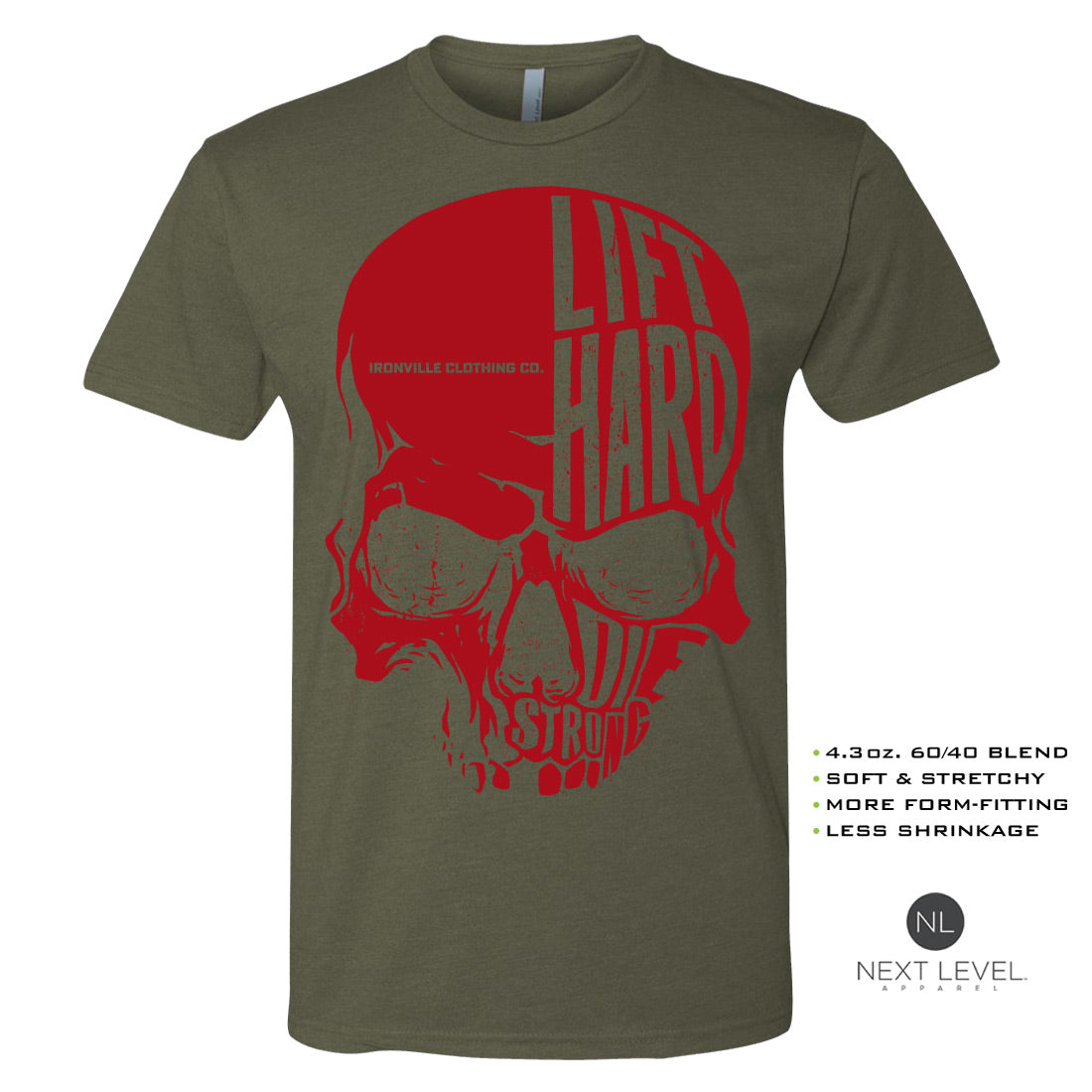 Ironville SKULL HARD Soft-Blend Fitted Gym T-shirt