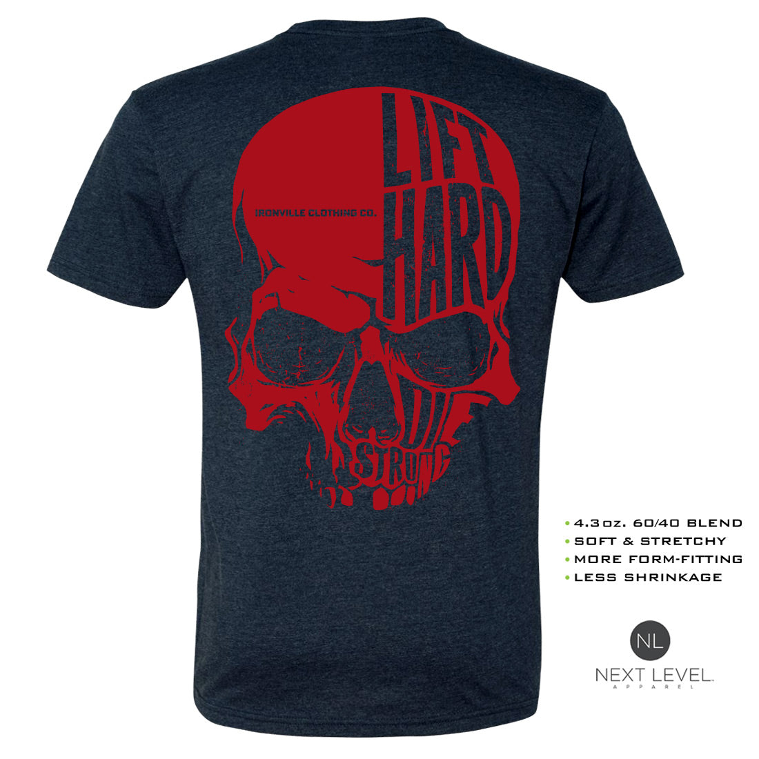 Ironville SKULL HARD Soft-Blend Fitted Gym T-shirt