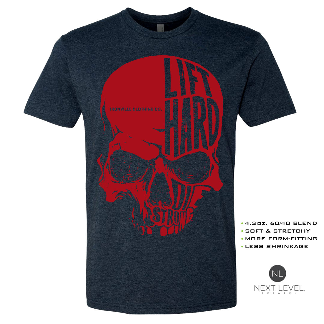 Ironville SKULL HARD Soft-Blend Fitted Gym T-shirt