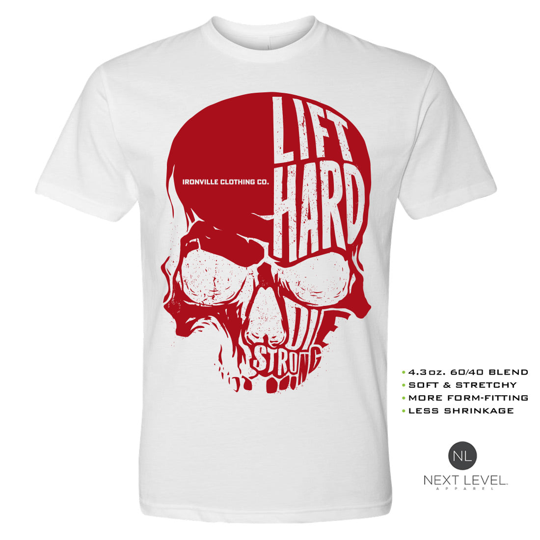 Ironville SKULL HARD Soft-Blend Fitted Gym T-shirt