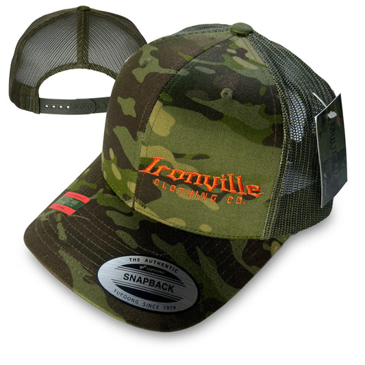 Ironville SNAPBACK TRUCKER CAP - Camo/Camo/Orange