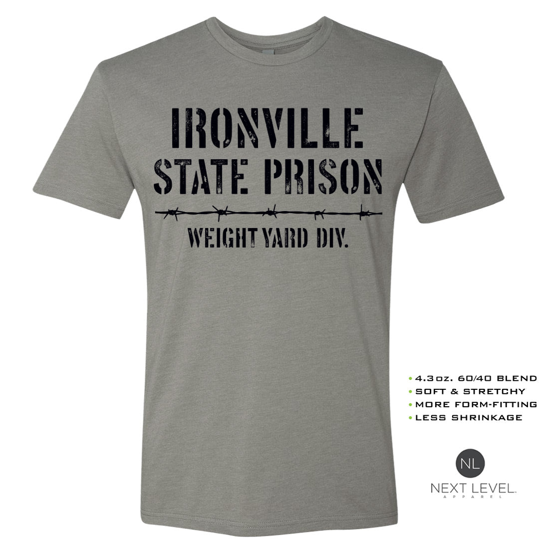 Ironville STATE PRISON Soft-Blend Fitted Gym T-shirt