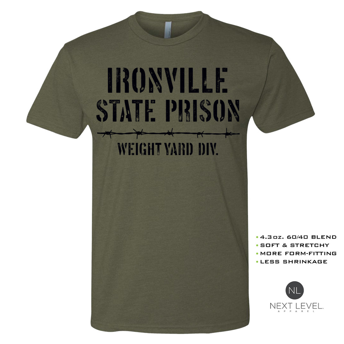 Ironville STATE PRISON Soft-Blend Fitted Gym T-shirt