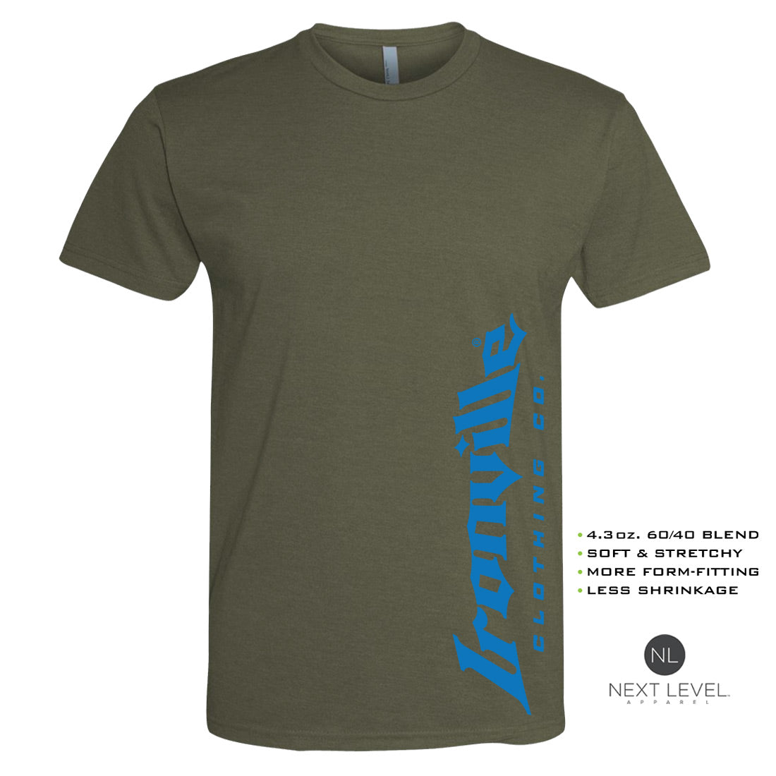 Ironville BLUE VERT LOGO Soft-Blend Fitted Gym T-shirt