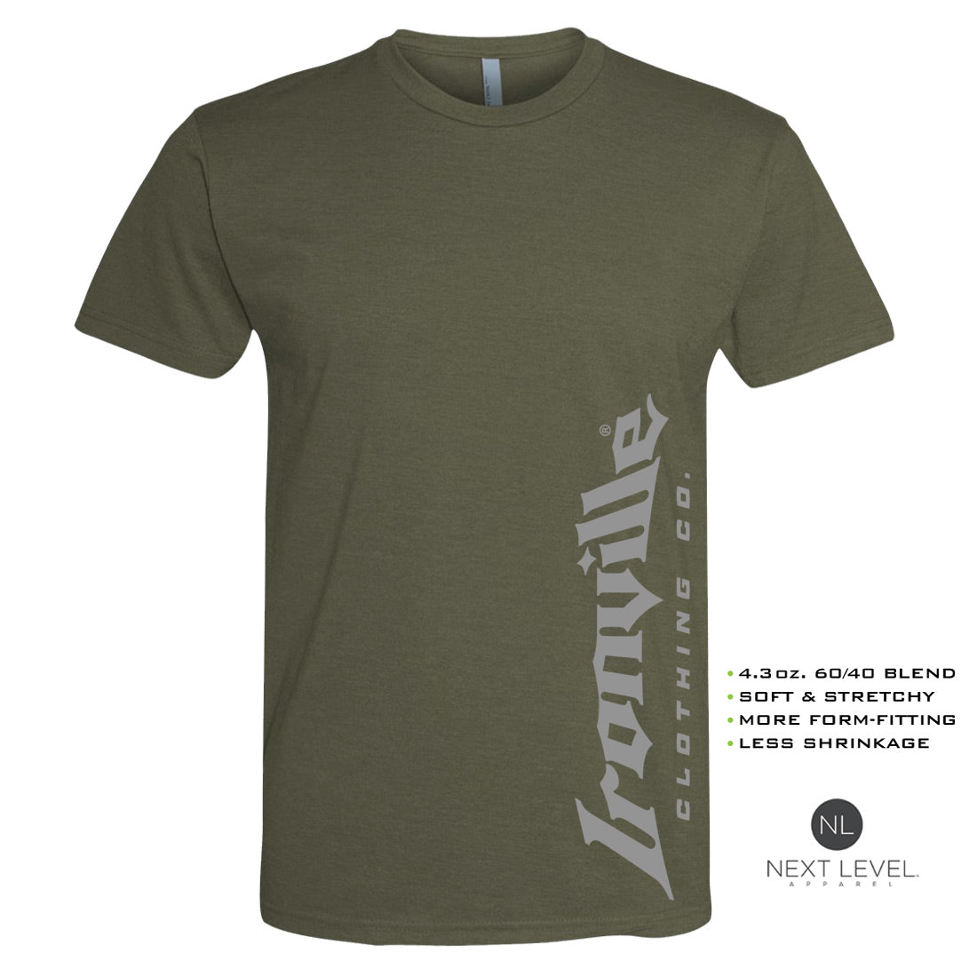 Ironville GRAY VERT LOGO Soft-Blend Fitted Gym T-shirt